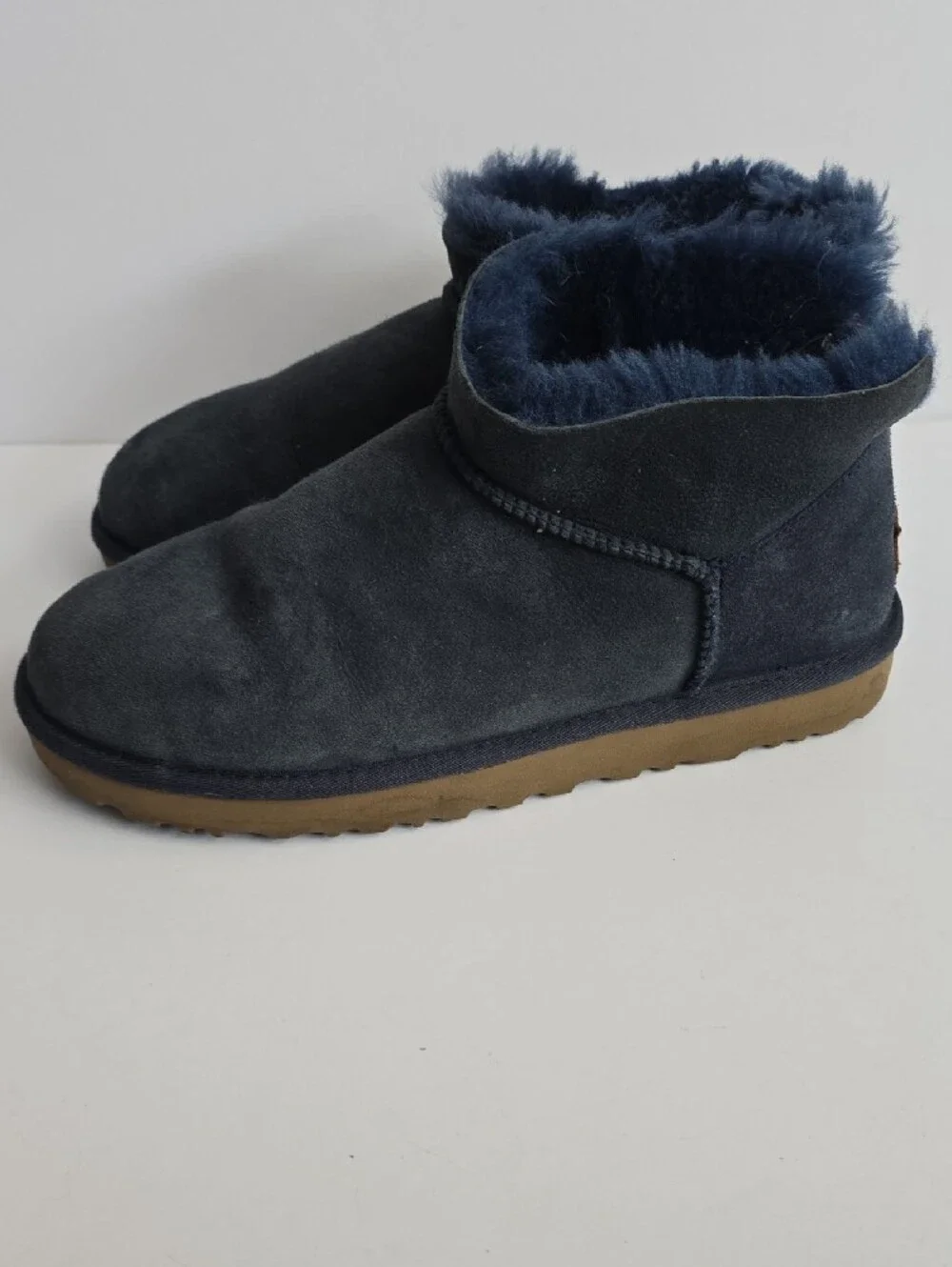 UGG Classic Ultra Mini Boots Navy Blue Suede Shearling Women's Size 11